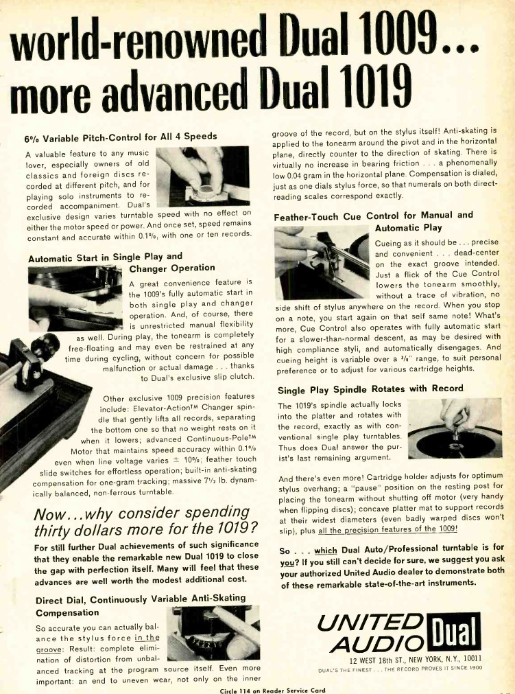 1965 Dual 1009 1019 Advertisement View
